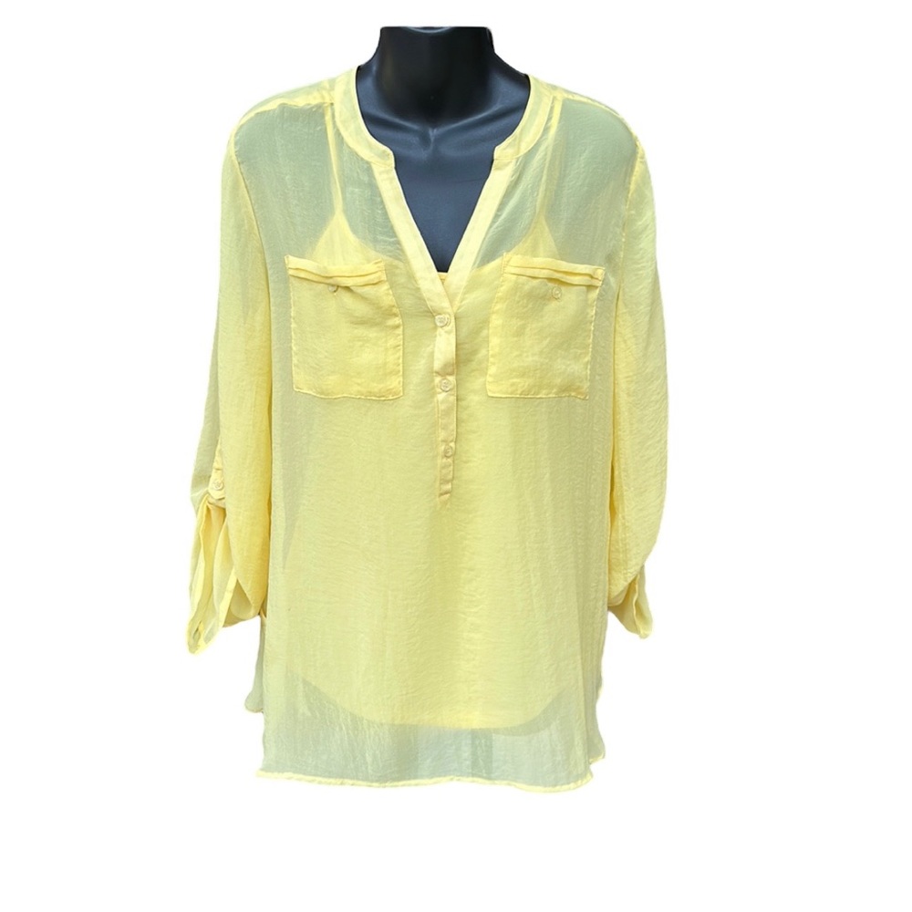 COMO yellow blouse with matching tank, M, VGC